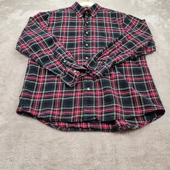 Chaps 100% Cotton Flannel Plaid Shirt Button-Down Men's Size M Long Sleeve - Picture 4 of 10